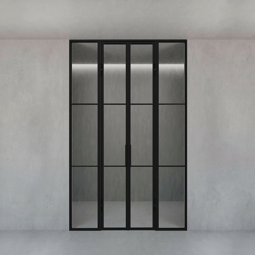 Распашная перегородка с бесцветным стеклом CHAIROVIA Slim 160 х 260 см