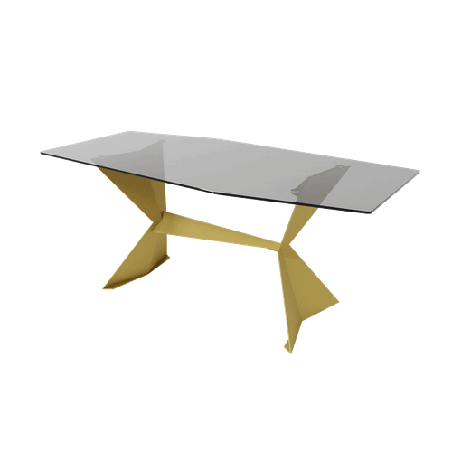 Обеденный стол стеклянный TULIPSO 180 х 90 см, золотой