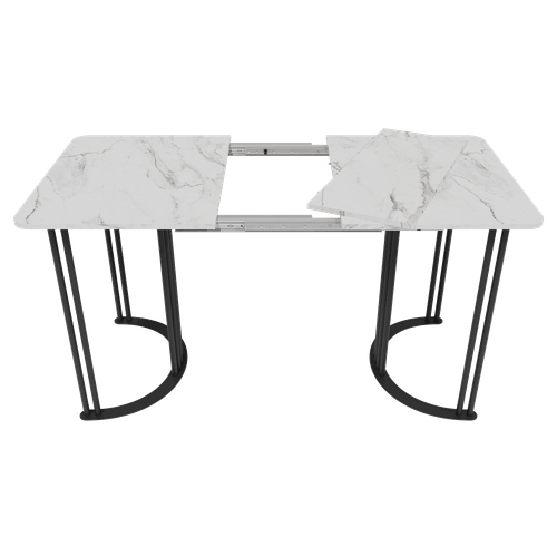 Обеденный раздвижной стол VIOLUR 110/140 х 70 см, белый мрамор/черный