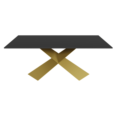 Обеденный стол LINBOW Wood 180 х 90 см, черный/золотой