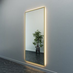 Зеркало в золотой раме с теплой подсветкой HALFEO XL LED, 200 x 100 см