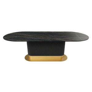 Обеденный стол керамический TUBARIS темный мрамор/черный 250 х 100 см