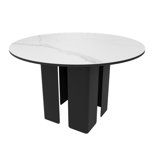 Обеденный стол керамический GRESIO белый мрамор/черный, D120 см