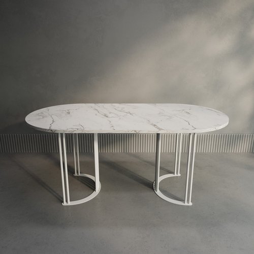 Обеденный стол VIOLUR 180 х 90 см, белый мрамор/белый
