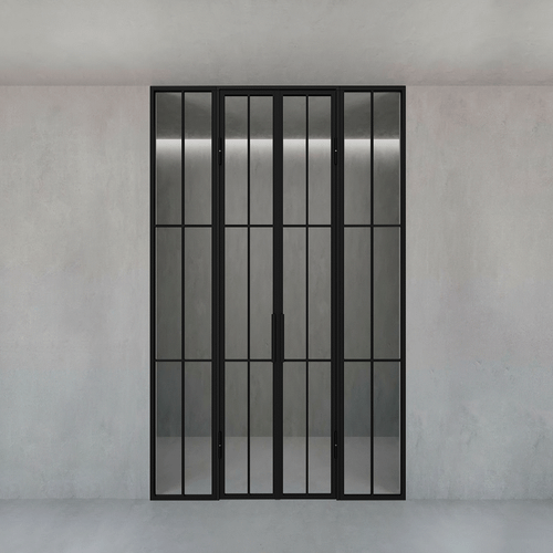 Распашная перегородка с бесцветным стеклом BORKUMA Slim 160 х 260 см