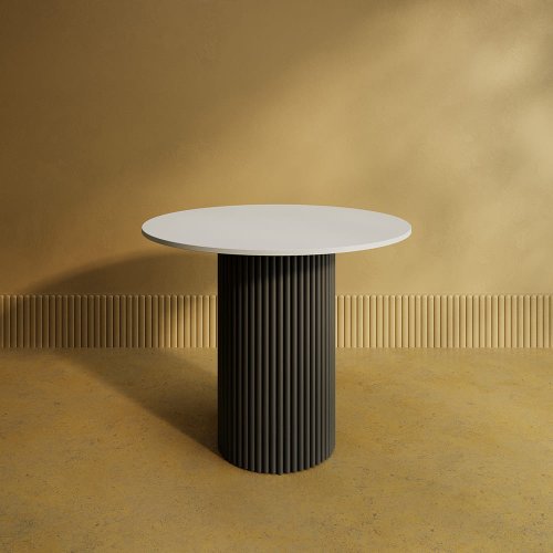 Обеденный стол TRUBIS Wood L D90 см, белый/черный