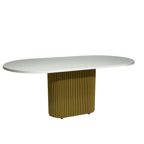 Обеденный стол TRUBIS Wood Oval белый/золотой, 180 х 90 см