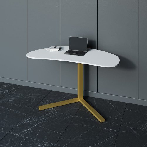 Рабочий стол PINGUM Wood белый/золотой, 128 х 71.5 см