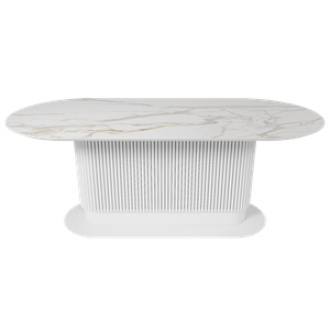 Обеденный стол керамический TUBARIS белый мрамор/белый 220 х 90 см