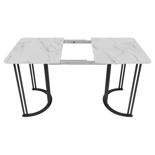 Обеденный раздвижной стол VIOLUR 110/140 х 70 см, белый мрамор/черный