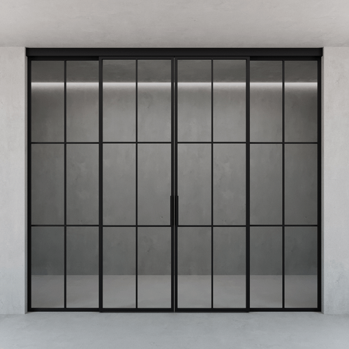 Раздвижная перегородка с бесцветным стеклом BORKUMA 300 х 260 см