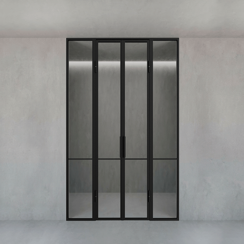 Распашная перегородка с бесцветным стеклом DIRONTA Slim 160 х 260 см