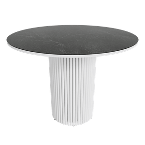 Обеденный стол стеклянный с фотопечатью TRUBIS Glass L 100 темный мрамор/белый