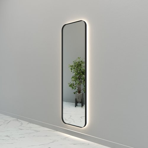 Зеркало в черной раме с нейтральной подсветкой KUVINO L LED, 180 x 55 см