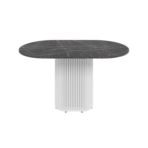 Обеденный стол TRUBIS Wood Oval 140 х 80 см, темный мрамор/белый