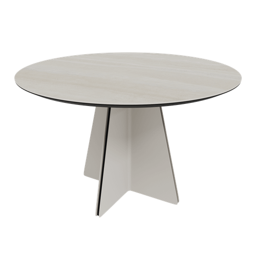 Обеденный стол керамический SELENTI травертин/бежевый, D120 см