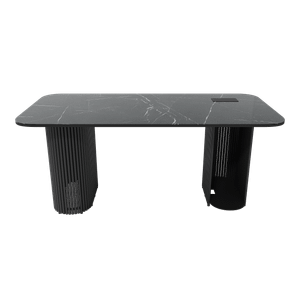 Рабочий стол TRUBIS Wood + Glass темный мрамор/черный, 180 х 90 см r150