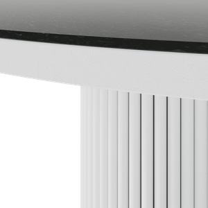 Обеденный стол стеклянный с фотопечатью TRUBIS Glass L 100 темный мрамор/белый