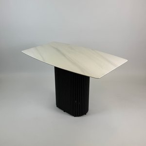 Обеденный стол TRUBIS Wood+Glass с фотопечатью под светлый мрамор, 120 х 71.5 см