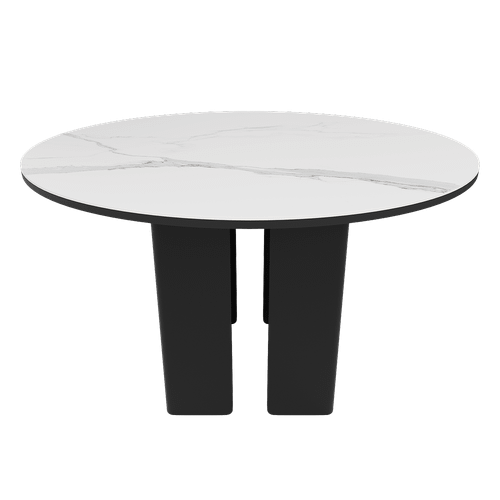 Обеденный стол керамический GRESIO белый мрамор/черный, D120 см