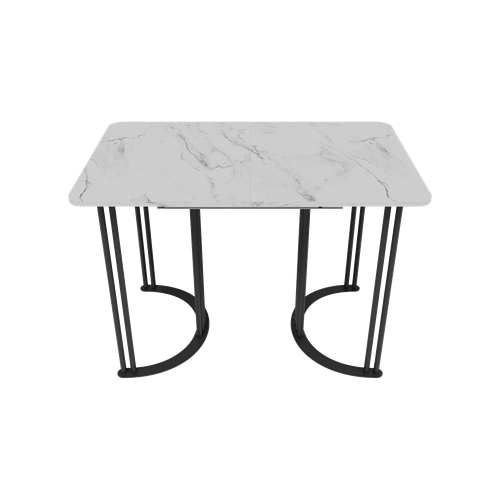 Обеденный раздвижной стол VIOLUR 110/140 х 70 см, белый мрамор/черный