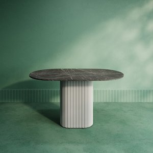 Обеденный стол TRUBIS Wood Oval 140 х 80 см, темный мрамор/белый