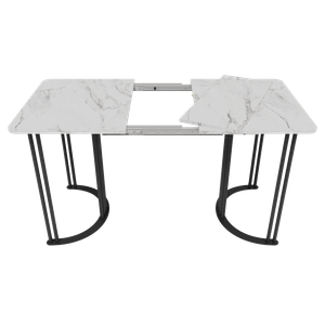 Обеденный раздвижной стол VIOLUR 110/140 х 70 см, белый мрамор/черный