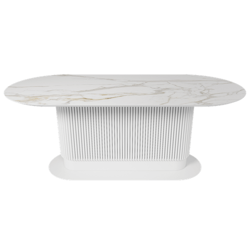 Обеденный стол керамический TUBARIS белый мрамор/белый 220 х 90 см