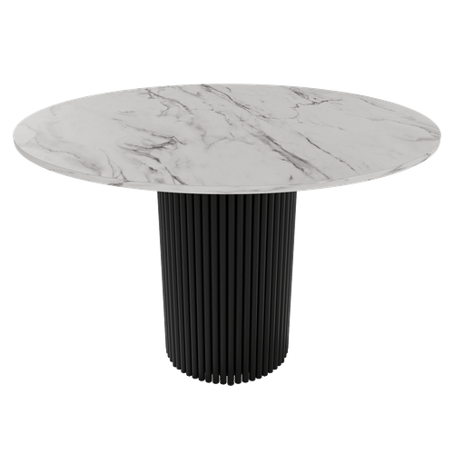 Обеденный стол TRUBIS Wood L D110 см, белый мрамор/черный