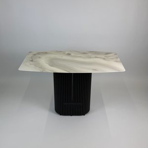 Обеденный стол TRUBIS Wood+Glass с мраморной фотопечатью, 120 х 71.5 см