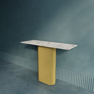 Консоль TRUBIS 100 х 35 см, белый мрамор/золотой