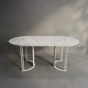 Обеденный стол VIOLUR 180 х 90 см, белый мрамор/белый