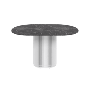 Обеденный стол TRUBIS Wood Oval 140 х 80 см, темный мрамор/белый
