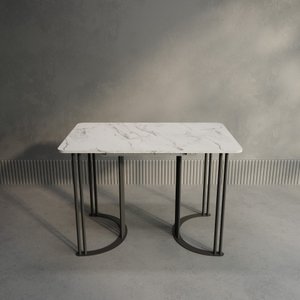 Обеденный раздвижной стол VIOLUR 110/140 х 70 см, белый мрамор/черный