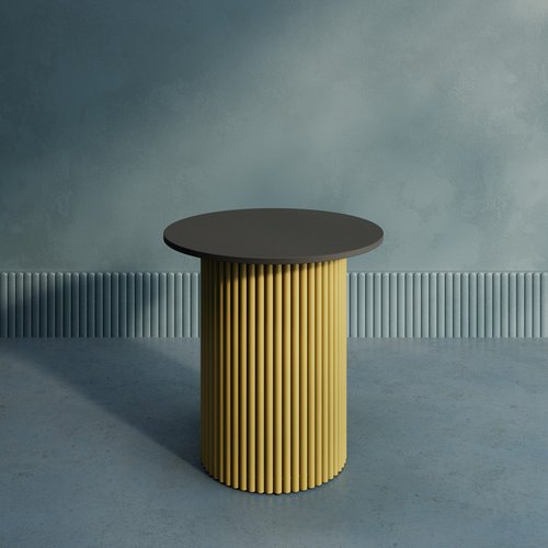 Журнальный столик TRUBIS Wood S D60 см, черный/золотой