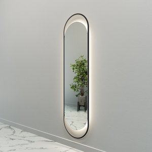 Зеркало в черной раме с нейтральной подсветкой, EVELIX L LED, 178 х 48 см