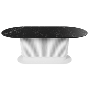 Обеденный стол керамический TUBARIS темный мрамор/белый 200 х 90 см