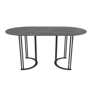 Обеденный стол VIOLUR 160 х 80 см, темный мрамор/черный