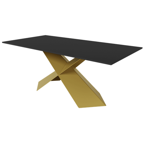 Обеденный стол LINBOW Wood 180 х 90 см, черный/золотой