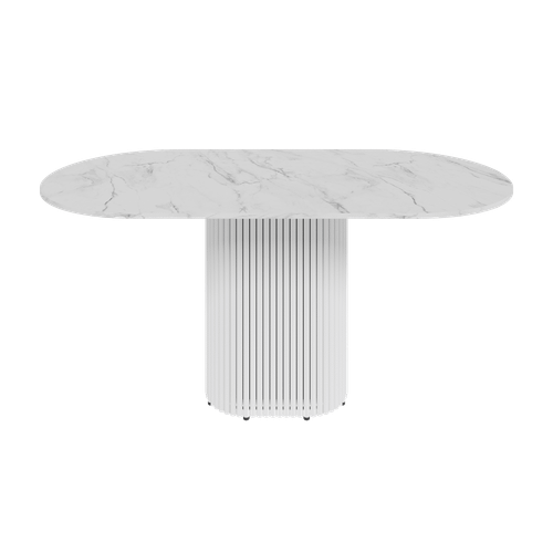 Обеденный стол TRUBIS Wood Oval 160 х 80 см, белый мрамор/белый
