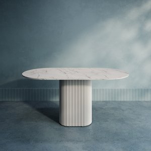 Обеденный стол TRUBIS Wood Oval 160 х 80 см, белый мрамор/белый