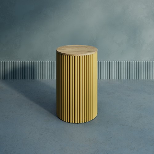 Журнальный столик TRUBIS Wood S D40 см, орех/золотой