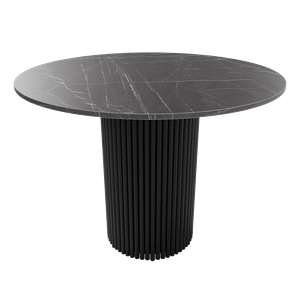 Обеденный стол TRUBIS Wood L D100 см, темный мрамор/черный