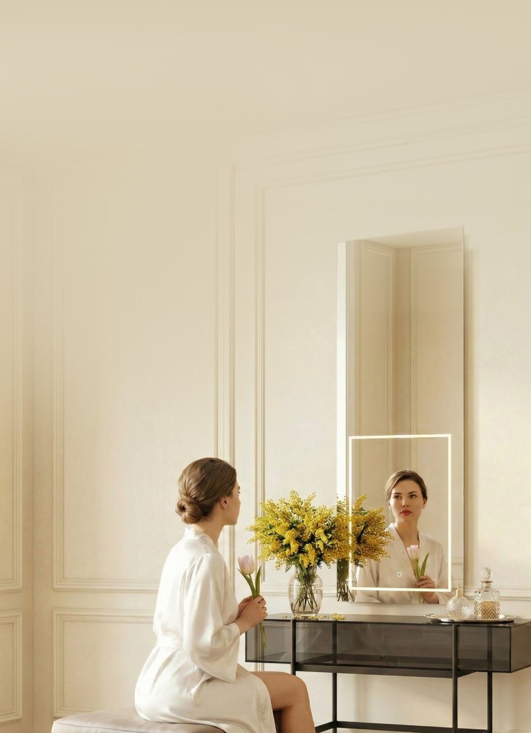 Безрамное зеркало для туалетного столика