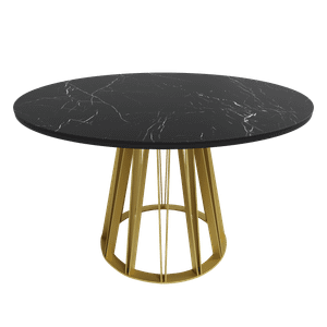 Обеденный стол SUNVIO темный мрамор/золотой D120 см