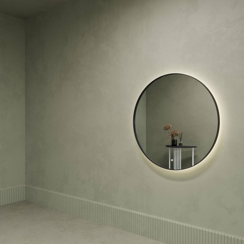 Зеркало в черной раме c подсветкой 3 в 1, RAUNTEL L LED, 100 см