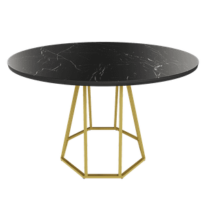 Обеденный стол IKSUM темный мрамор/золотой D120 см