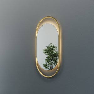 Зеркало в золотой раме с теплой подсветкой, EVELIX S LED, 104 х 54 см