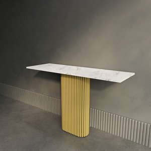 Консоль TRUBIS 120 х 40 см, белый мрамор/золотой
