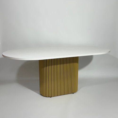 Обеденный стол TRUBIS Wood Oval белый/золотой, 180 х 90 см